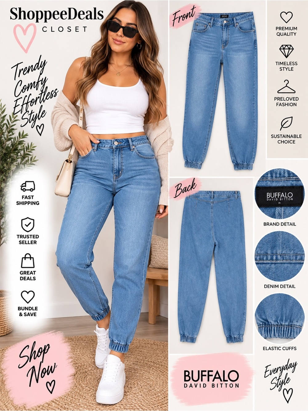 Denim Side Of Leg Split Women's Jeans Loose Harem Pants Casual Denim Pan…